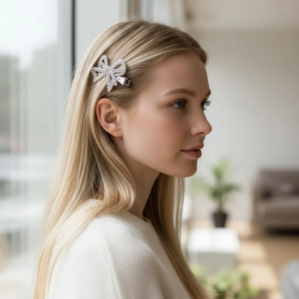 Sparkling Bow Hair Clips | Set Of Two|‎ Available In Gold Tone Or Silver Tone